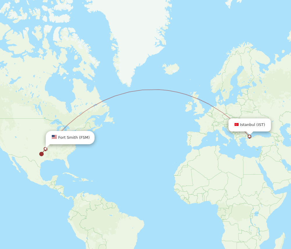 All Flight Routes From Istanbul To Fort Smith Ist To Fsm Flight Routes