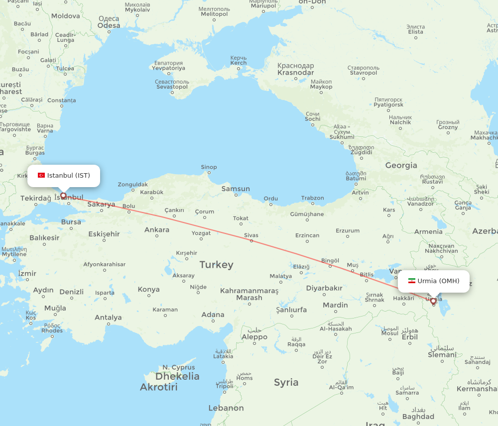 All Flight Routes From Istanbul To Nazluy Ye Jonubi Ist To Omh