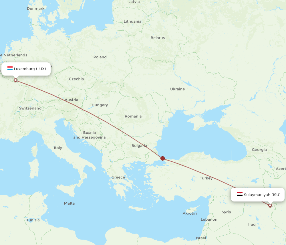 Flights From Sulaimaniyah To Luxembourg Isu To Lux Flight Routes