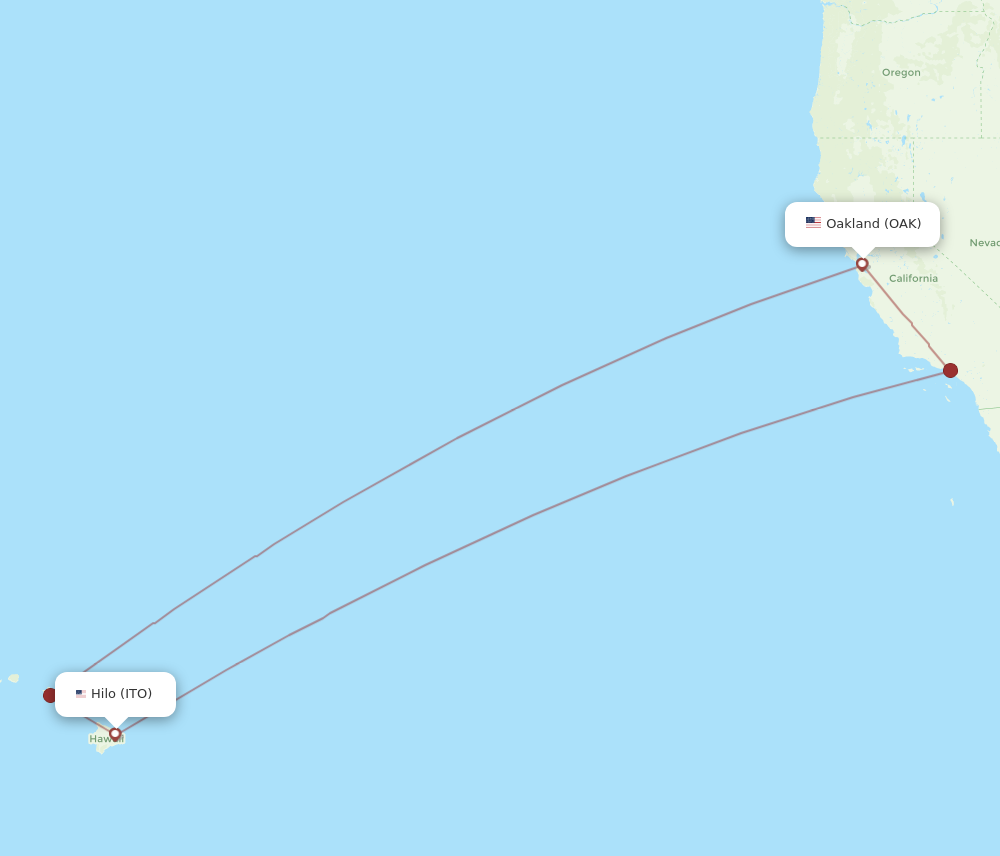 Flights From Hilo To Oakland Ito To Oak Flight Routes