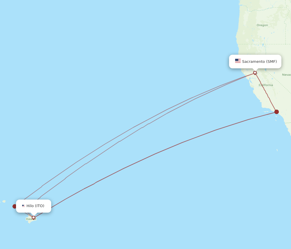 Flights From Hilo To Sacramento Ito To Smf Flight Routes