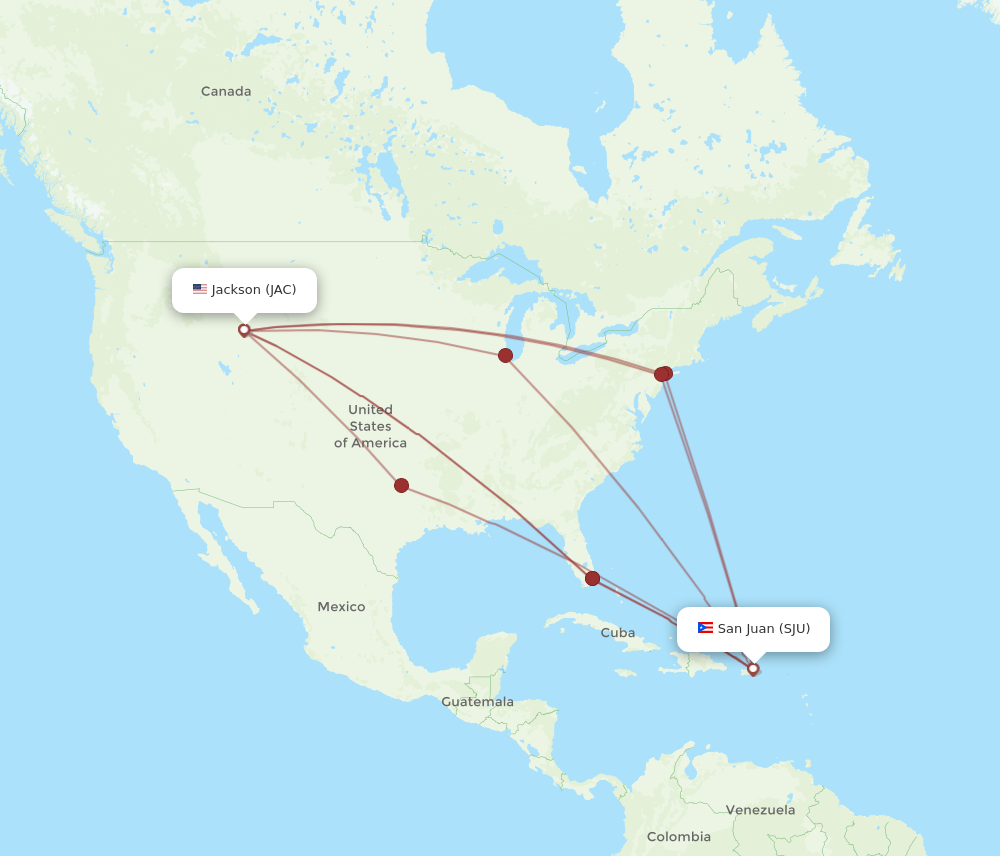 All Flight Routes From Jackson To San Juan Jac To Sju Flight Routes