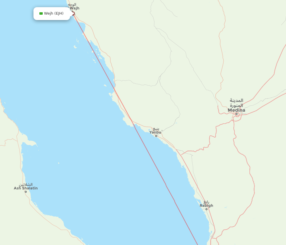 All Flight Routes From Jeddah To Wedjh JED To EJH Flight Routes