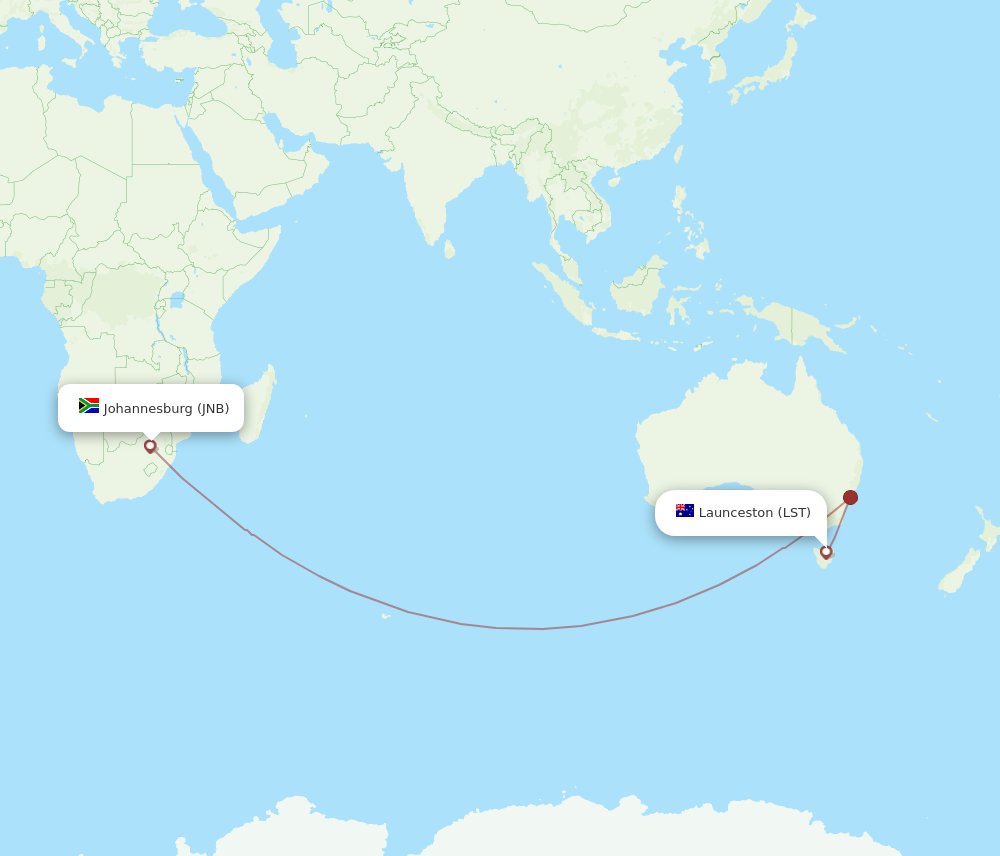 All Flight Routes From Launceston To Johannesburg Lst To Jnb Flight