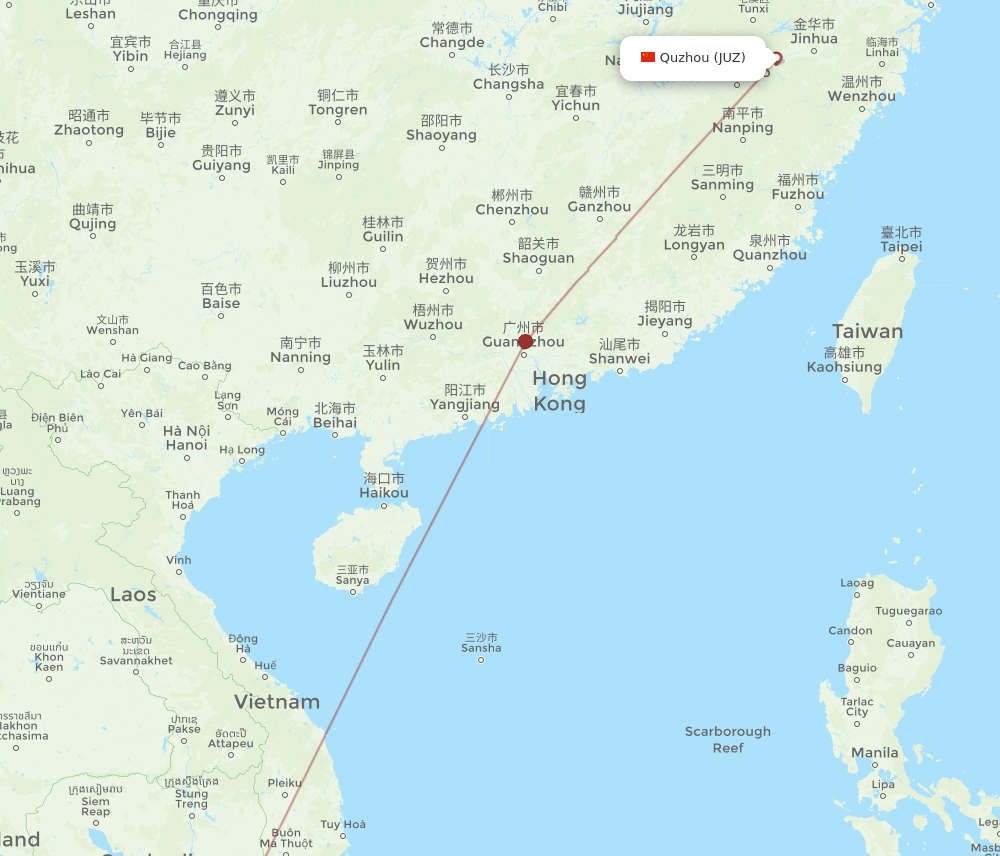 All Flight Routes From Quzhou Zhejiang Province To Ho Chi Minh City