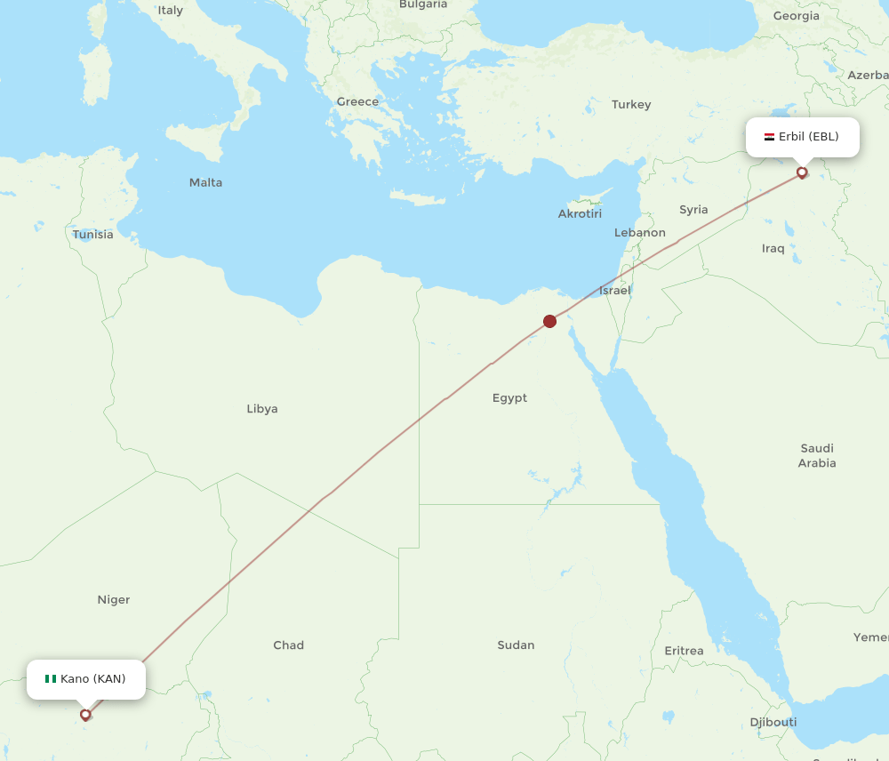 All Flight Routes From Kano To Erbil Kan To Ebl Flight Routes