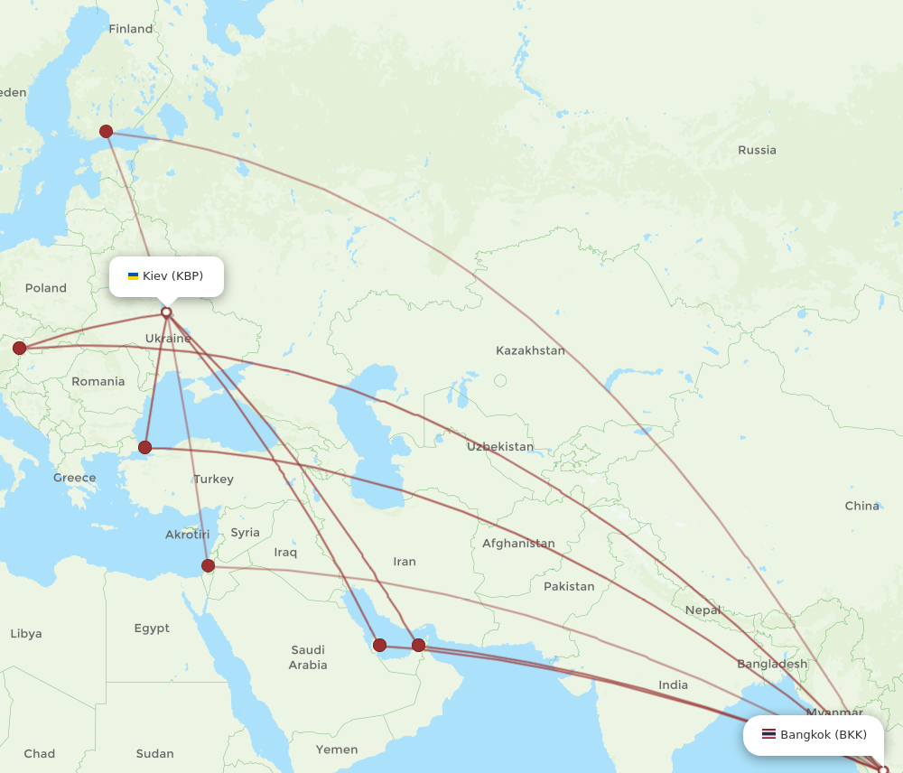 All Flight Routes From Kiev Kyiv To Bangkok Kbp To Bkk Flight Routes