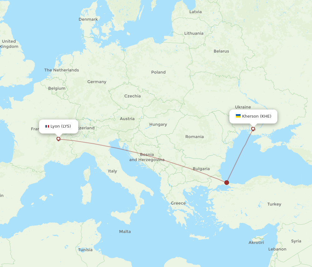 Flights From Kherson To Lyon KHE To LYS Flight Routes