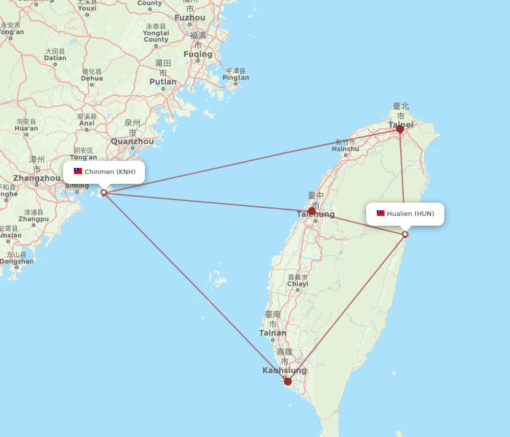 KNH-HUN flight routes