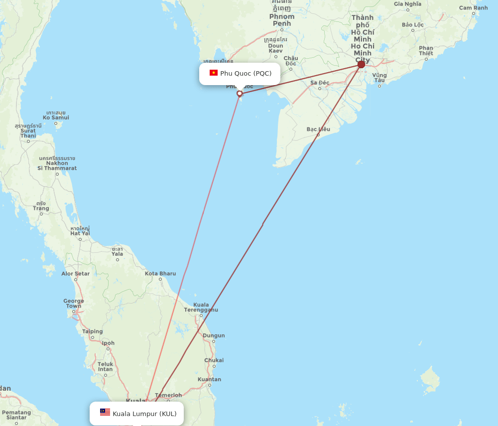 All Flight Routes From Kuala Lumpur To Phu Quoc KUL To PQC Flight Routes