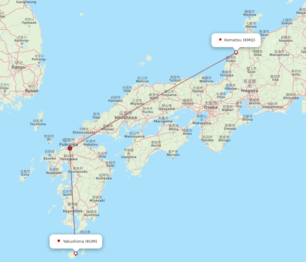 All Flight Routes From Yakushima To Komatsu Kum To Kmq Flight Routes