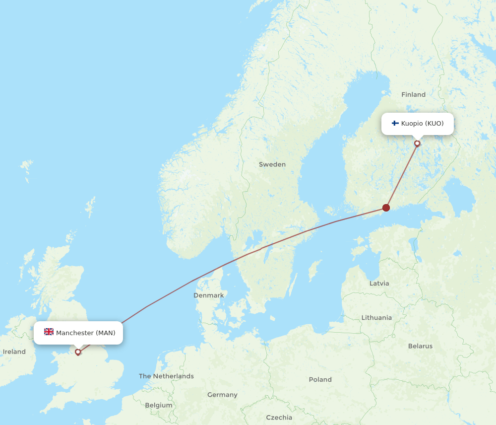 Flights From Kuopio To Manchester Kuo To Man Flight Routes