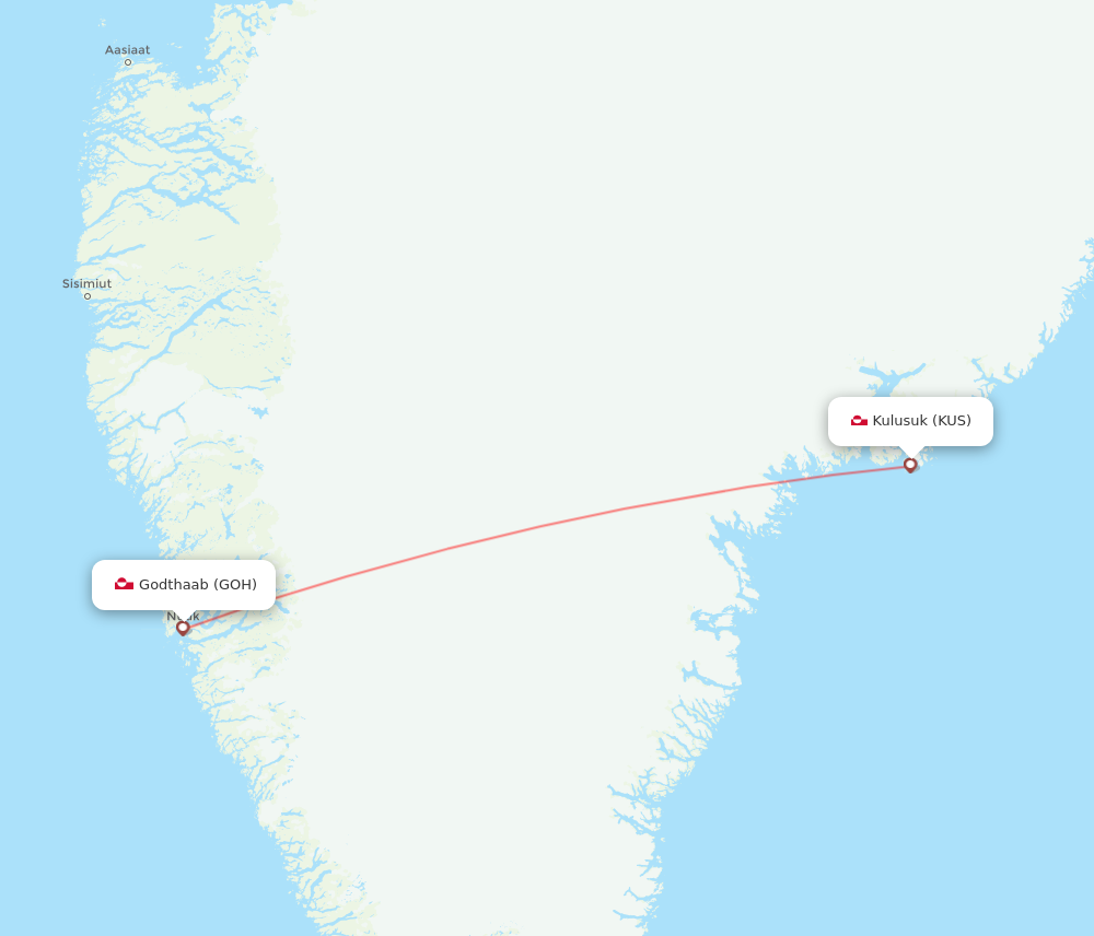 Flights From Kulusuk To Nuuk KUS To GOH Flight Routes