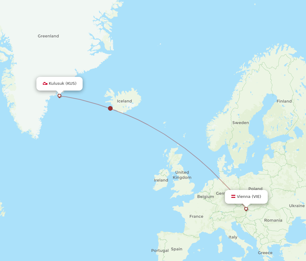 All Flight Routes From Vienna To Kulusuk VIE To KUS Flight Routes