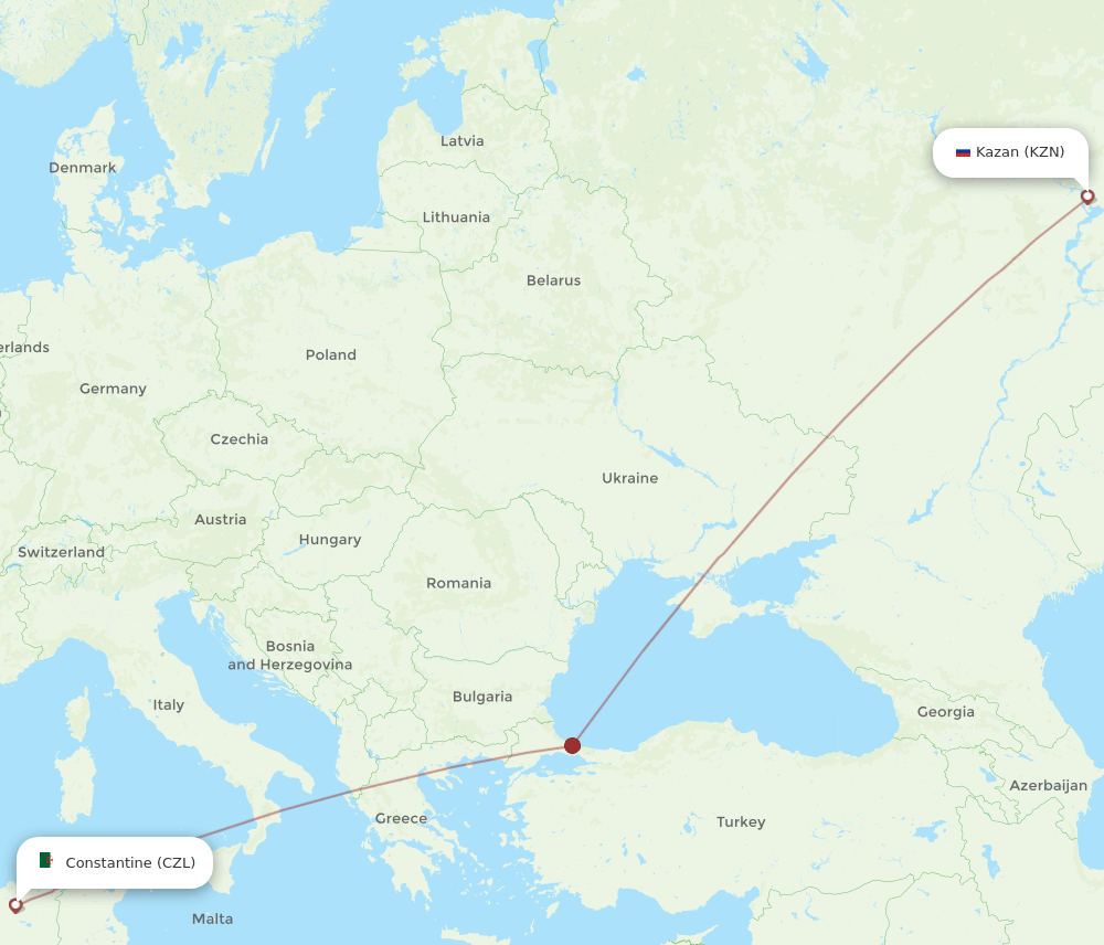 All Flight Routes From Kazan To Constantine Kzn To Czl Flight Routes