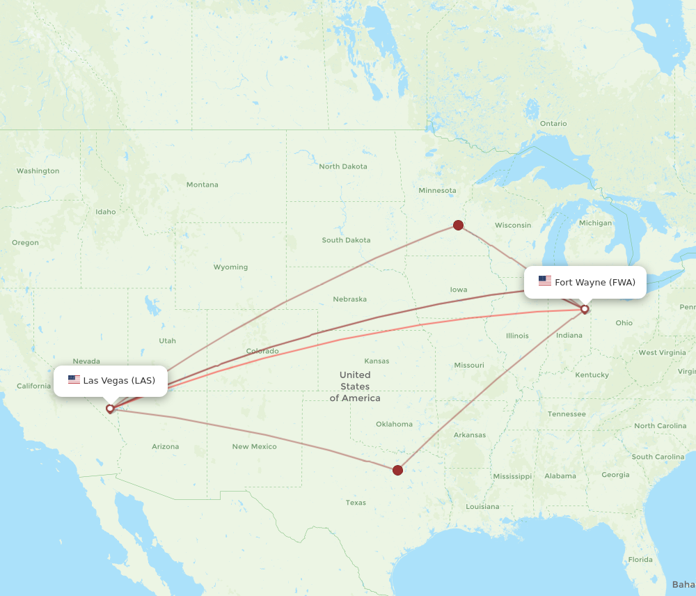 Flights From Las Vegas To Fort Wayne LAS To FWA Flight Routes