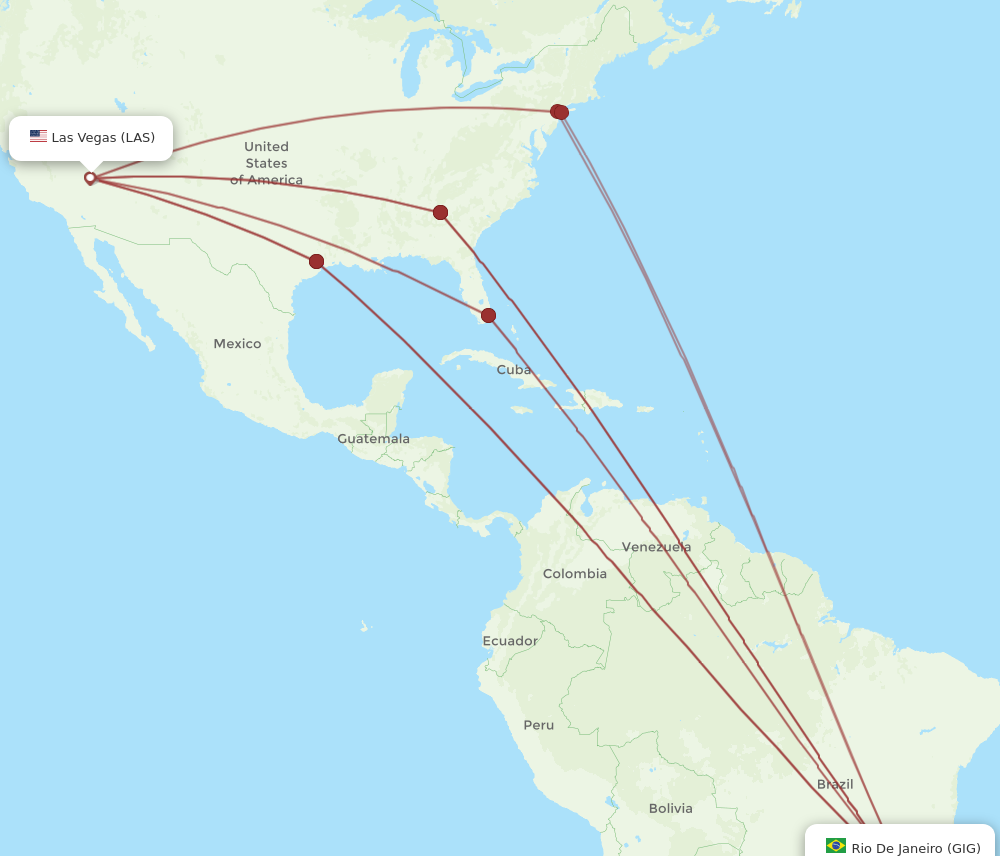 All Flight Routes From Las Vegas To Rio De Janeiro Las To Gig Flight