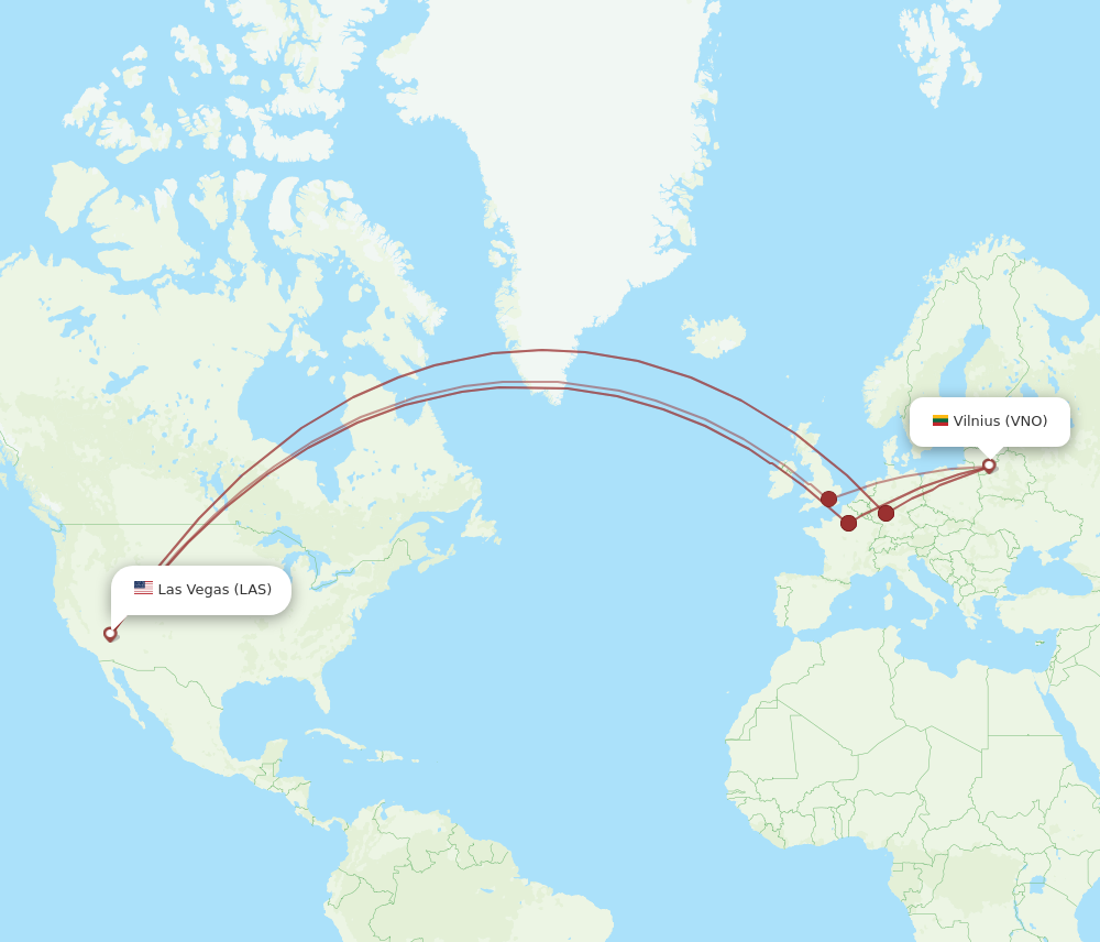 All Flight Routes From Las Vegas To Vilnius LAS To VNO Flight Routes