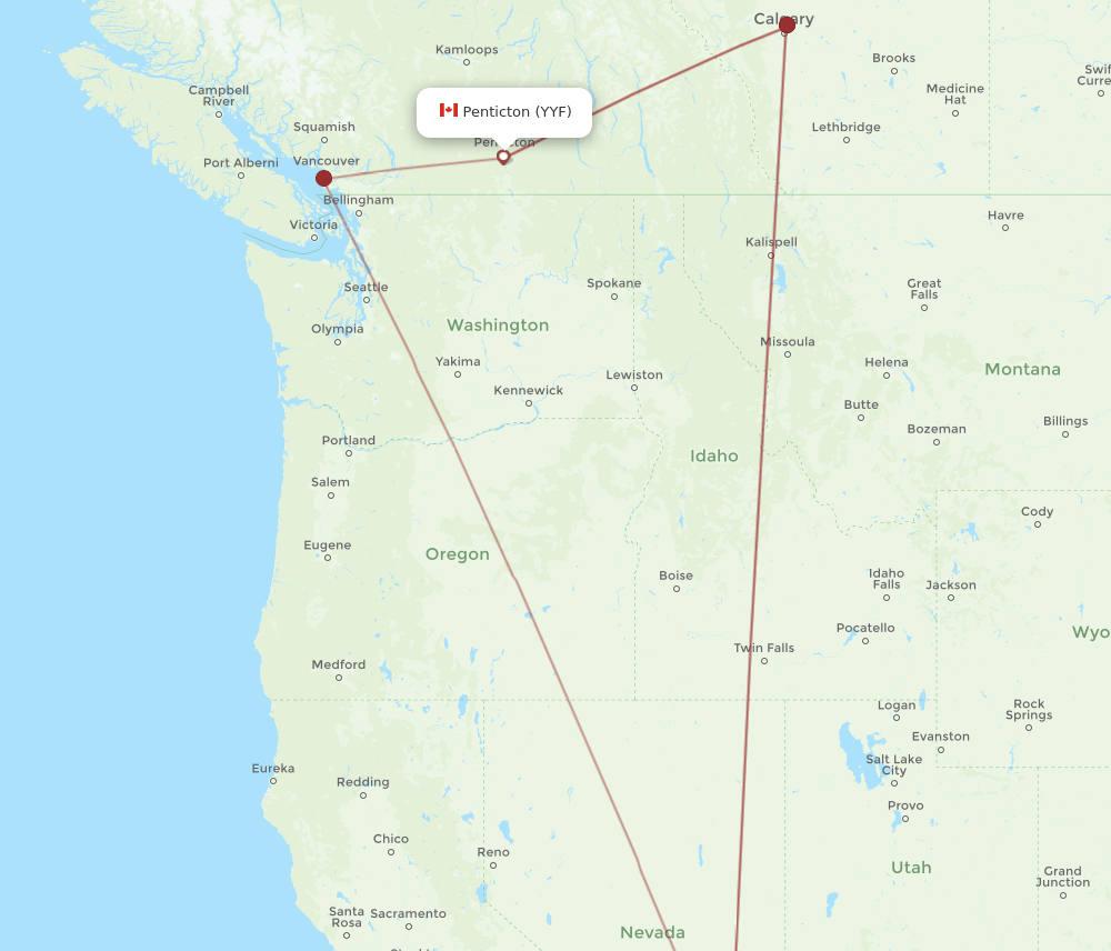 All Flight Routes From Las Vegas To Penticton Las To Yyf Flight Routes