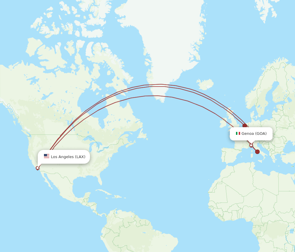 All Flight Routes From Los Angeles To Genoa Lax To Goa Flight Routes