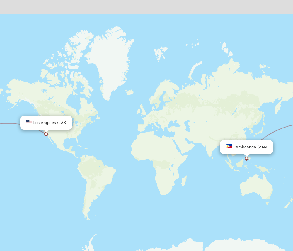 All Flight Routes From Los Angeles To Zamboanga Lax To Zam Flight Routes