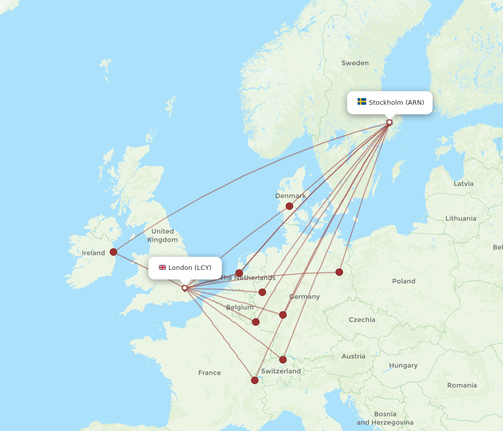 Flights From London To Stockholm Lcy To Arn Flight Routes