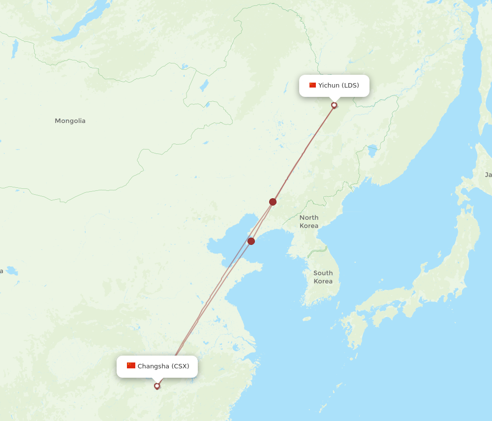 All Flight Routes From Yichun To Changsha LDS To CSX Flight Routes