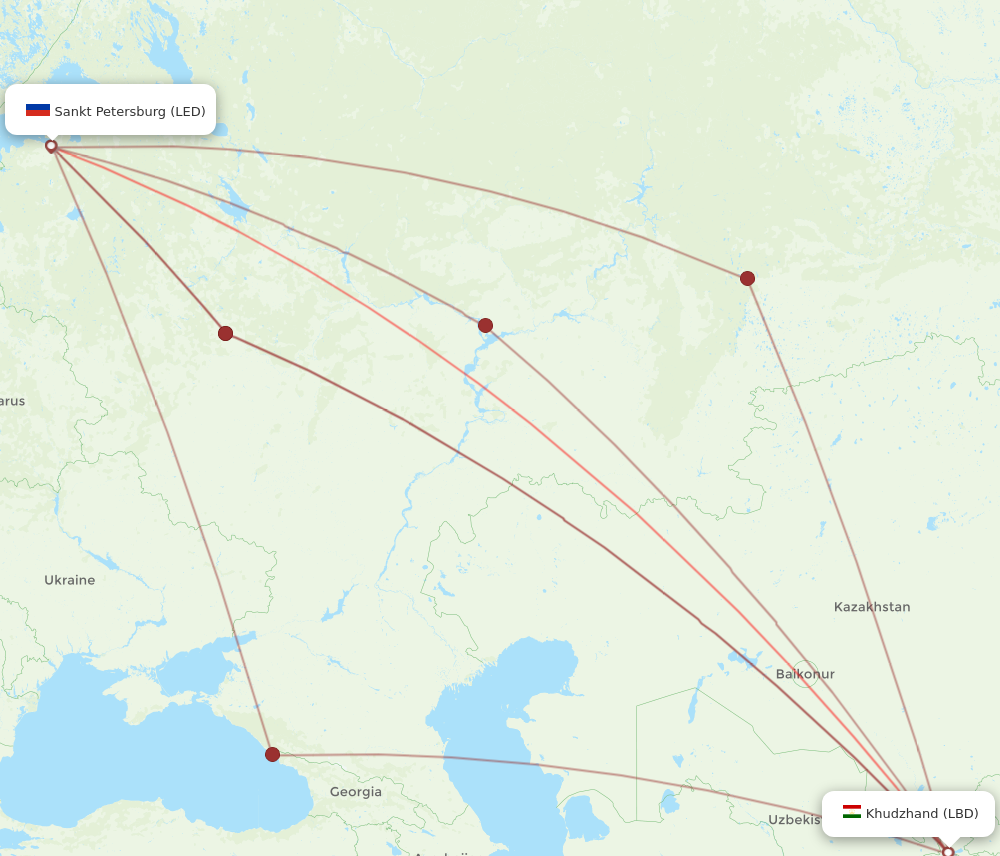 Flights From Saint Petersburg To Khujand Led To Lbd Flight Routes