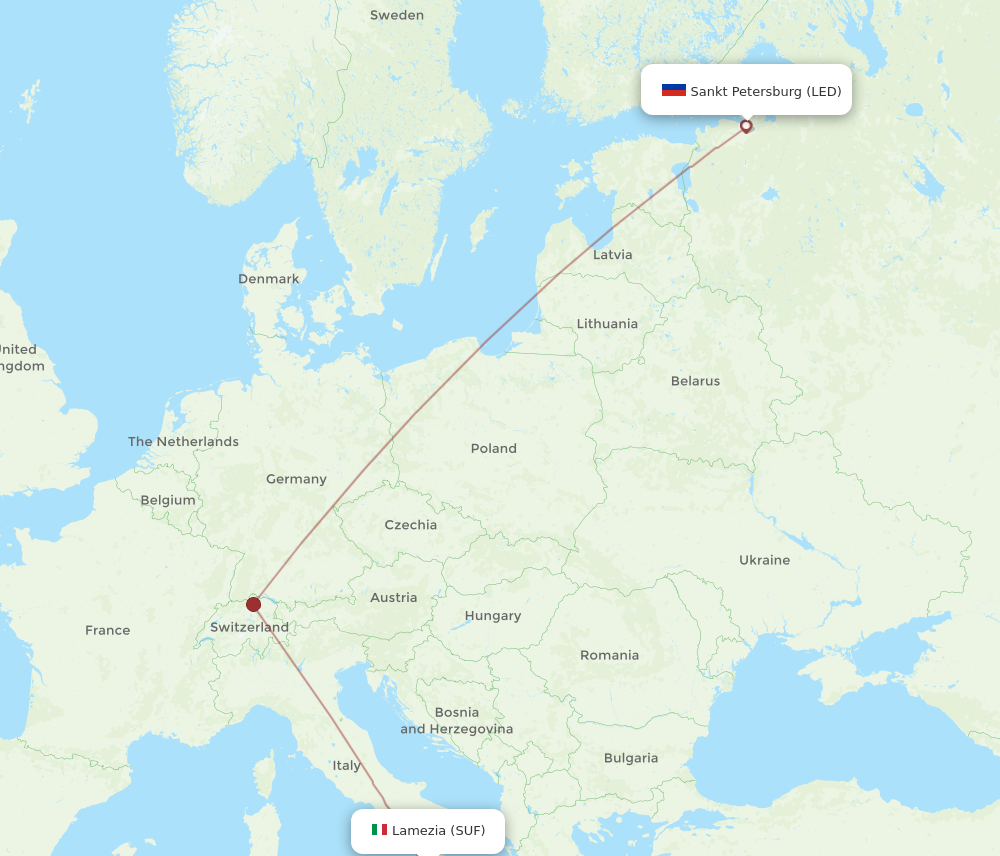 Flights From Saint Petersburg To Lamezia Terme LED To SUF Flight Routes