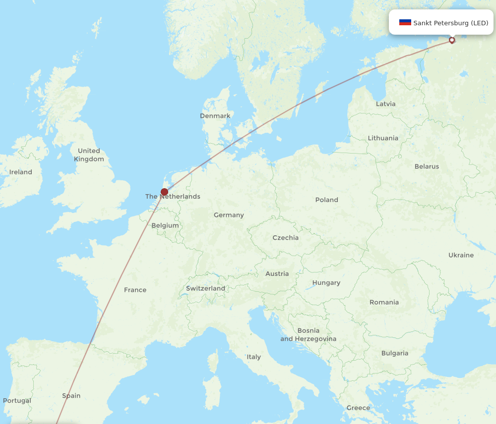 Flights From Saint Petersburg To Tangier Led To Tng Flight Routes