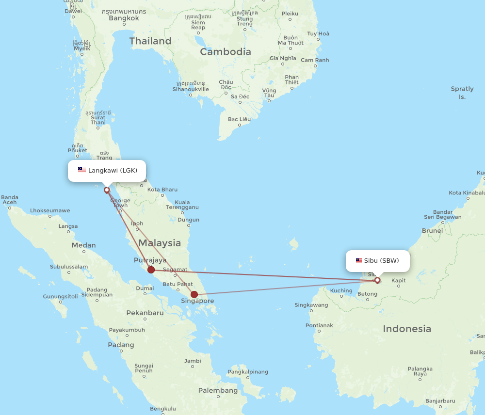 Flights From Langkawi To Sibu LGK To SBW Flight Routes