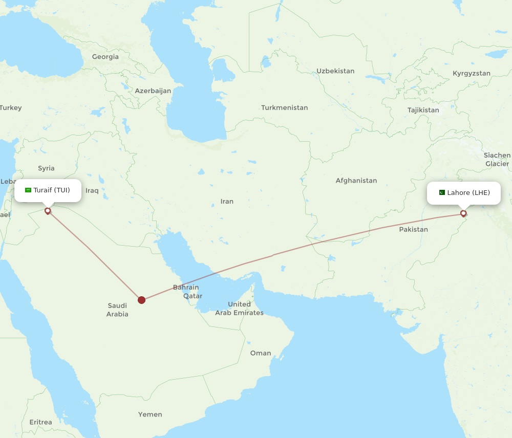 Flights From Turaif To Lahore TUI To LHE Flight Routes