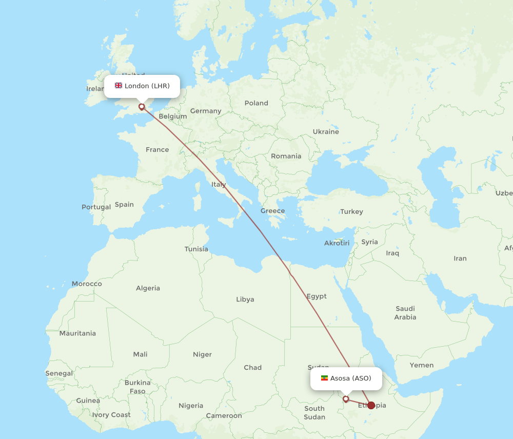 Flights From London To Asosa Lhr To Aso Flight Routes