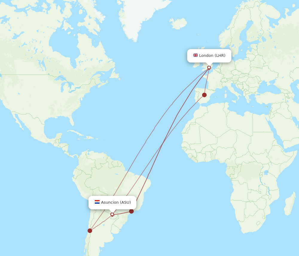 Flights From London To Asuncion LHR To ASU Flight Routes