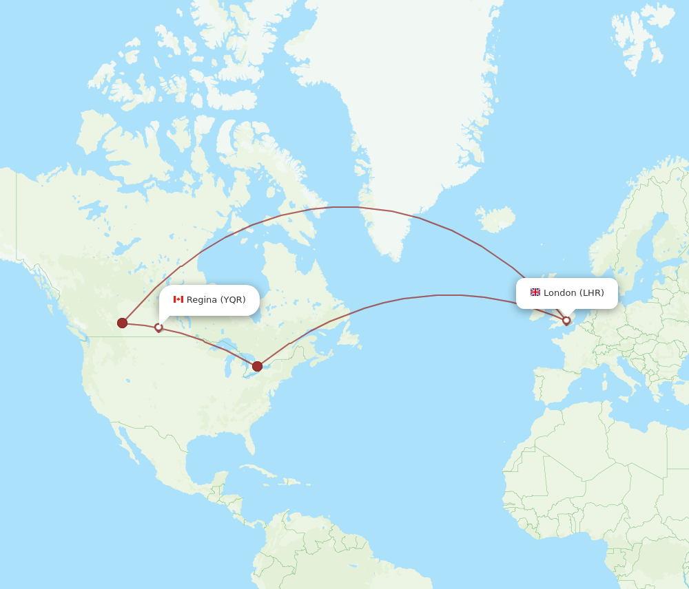 Flights From London To Regina Lhr To Yqr Flight Routes