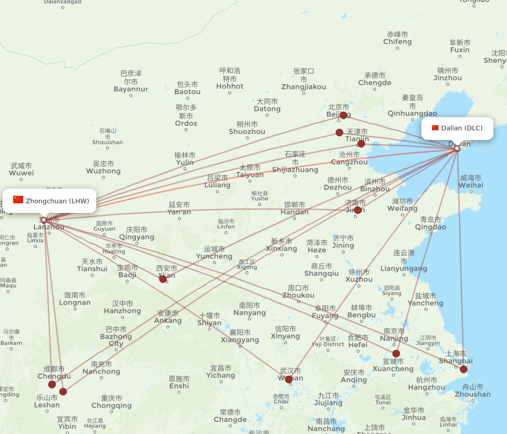 All Flight Routes From Lanzhou To Dalian Lhw To Dlc Flight Routes