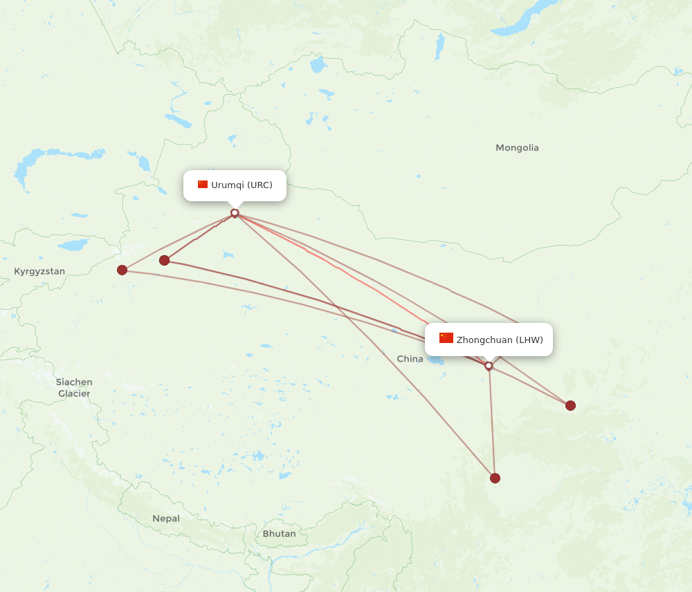 Flights From Lanzhou To Urumqi LHW To URC Flight Routes