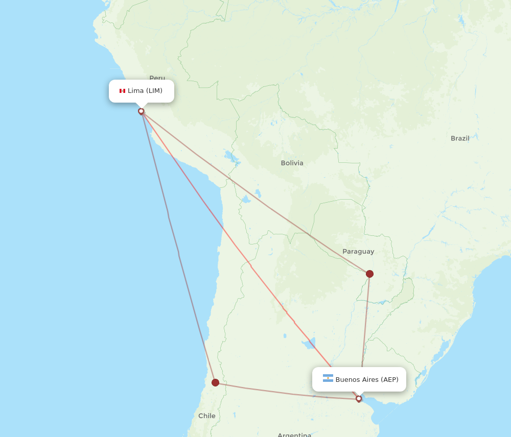 All Flight Routes From Lima To Buenos Aires LIM To AEP Flight Routes