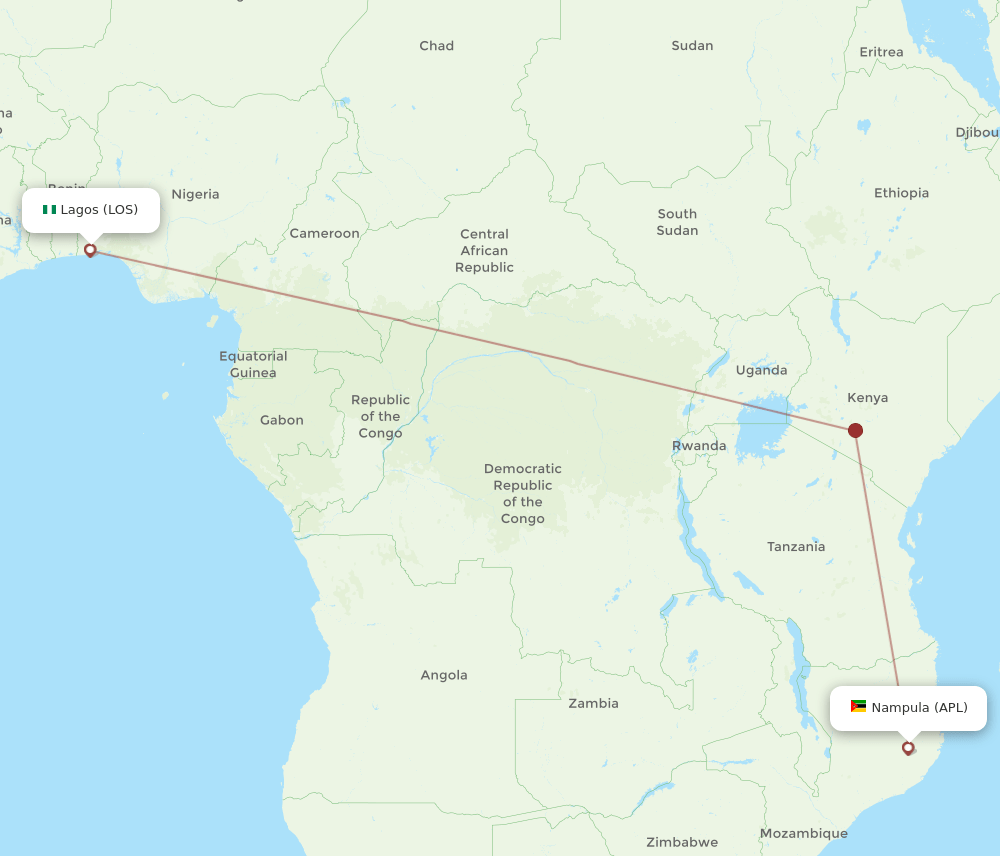 Flights From Lagos To Nampula LOS To APL Flight Routes