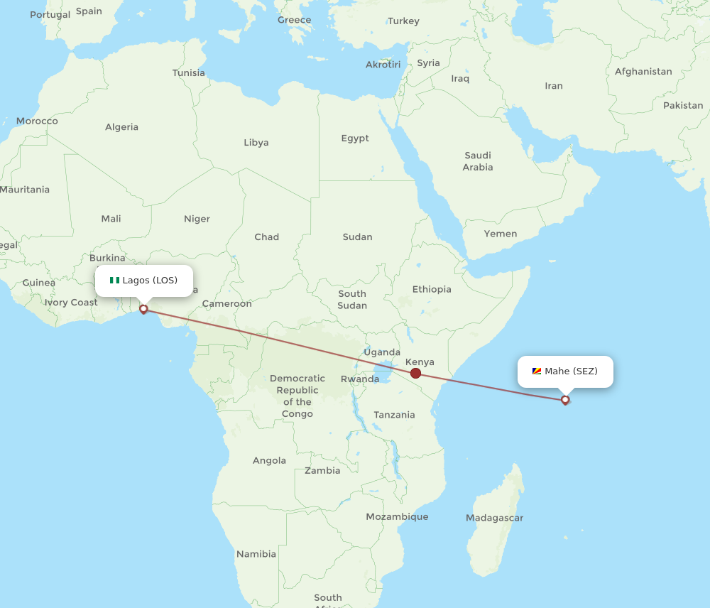 Flights From Lagos To Mahe Island LOS To SEZ Flight Routes