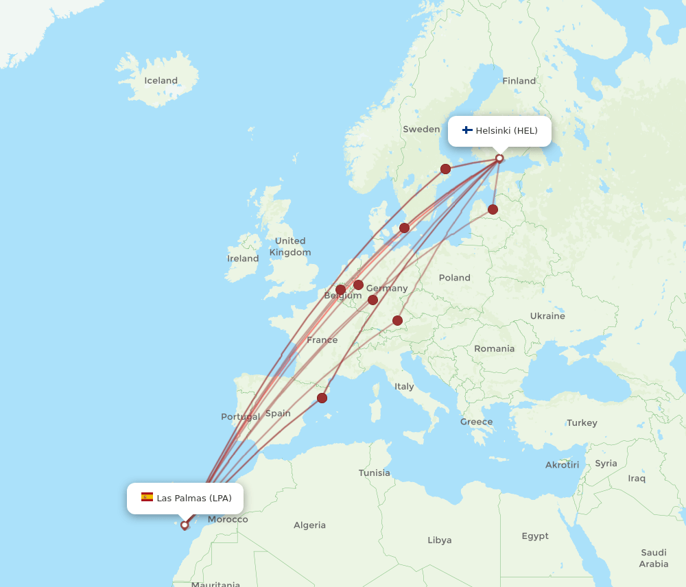 Flights From Las Palmas To Helsinki LPA To HEL Flight Routes