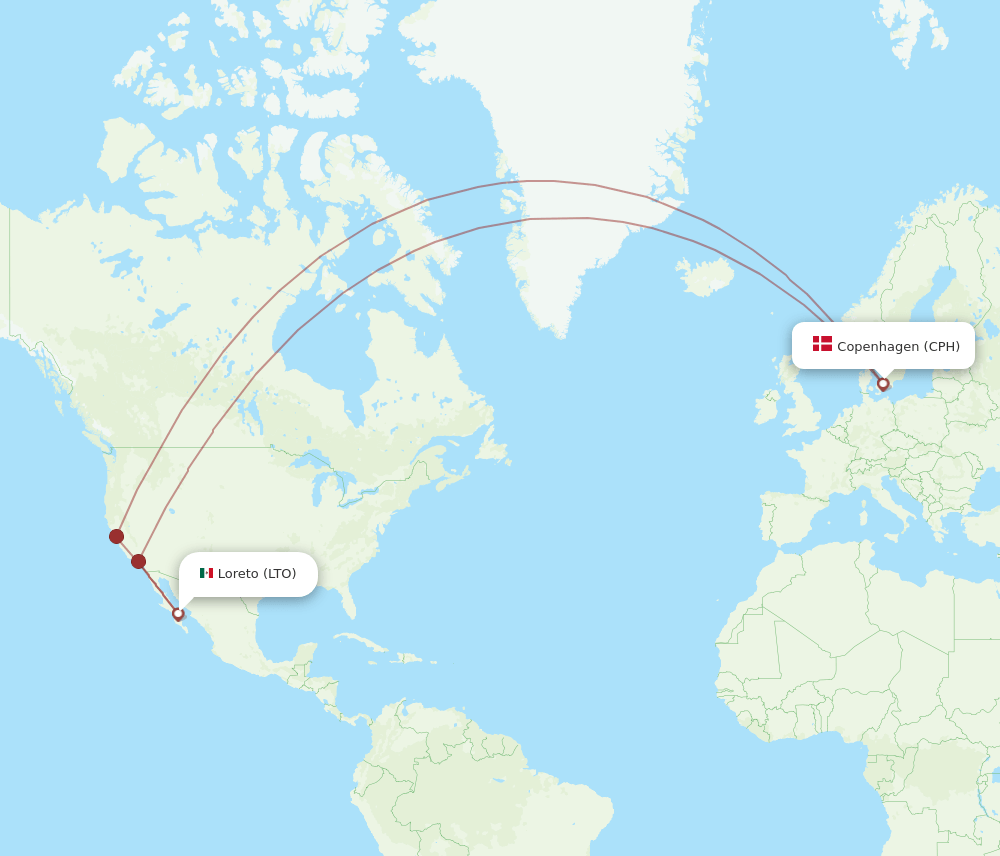 All Flight Routes From Copenhagen To Loreto CPH To LTO Flight Routes