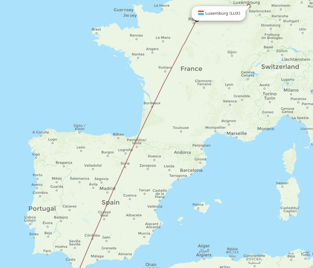 All Flight Routes From Luxembourg To Rabat LUX To RBA Flight Routes