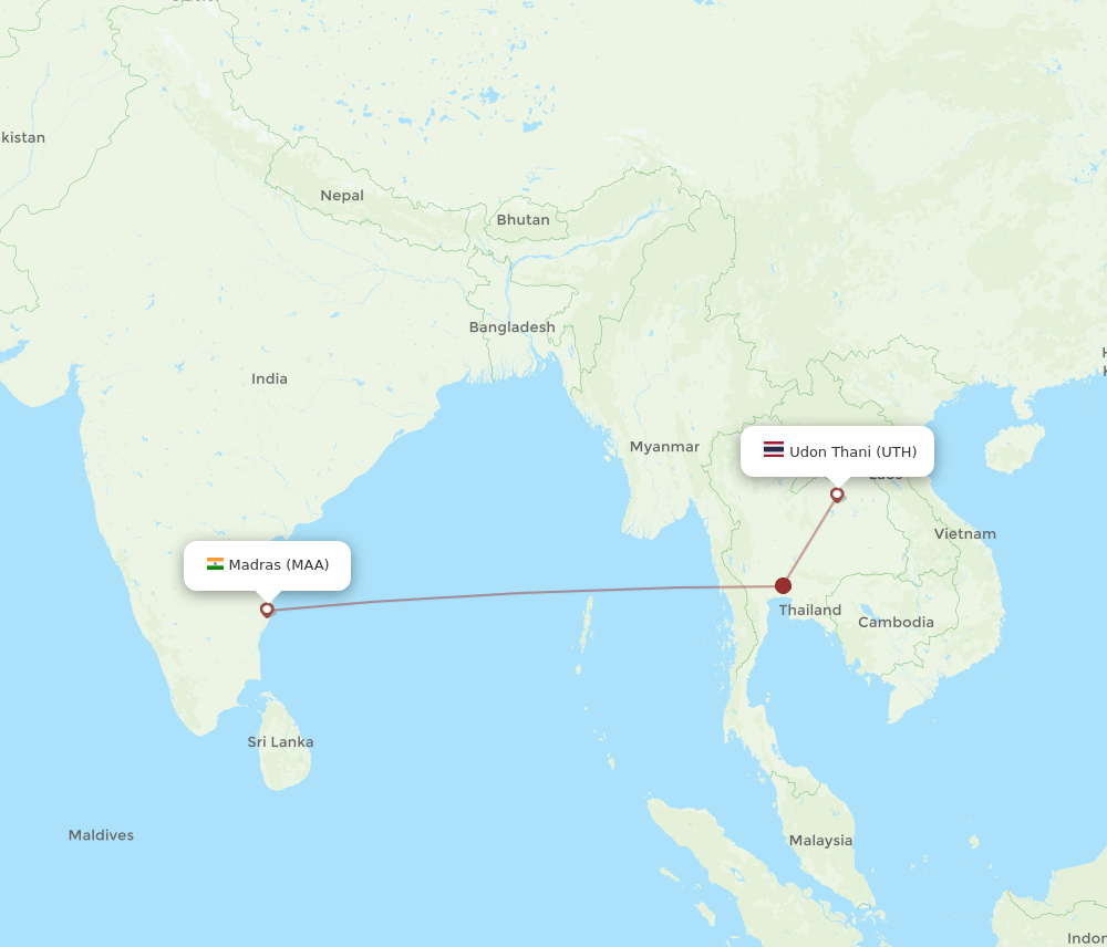 Flights From Chennai To Udon Thani MAA To UTH Flight Routes