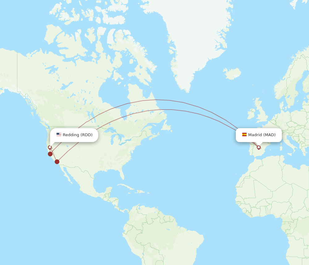 All Flight Routes From Madrid To Redding Mad To Rdd Flight Routes