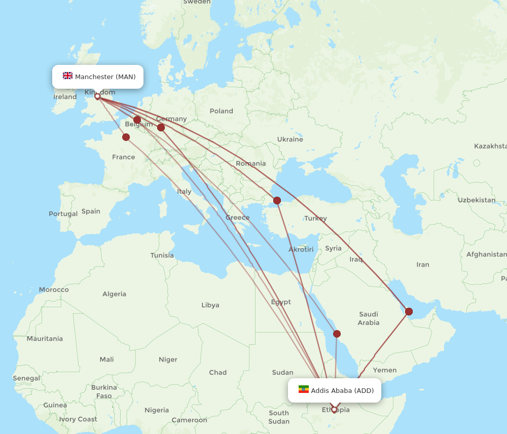 All Flight Routes From Manchester To Addis Ababa Man To Add Flight