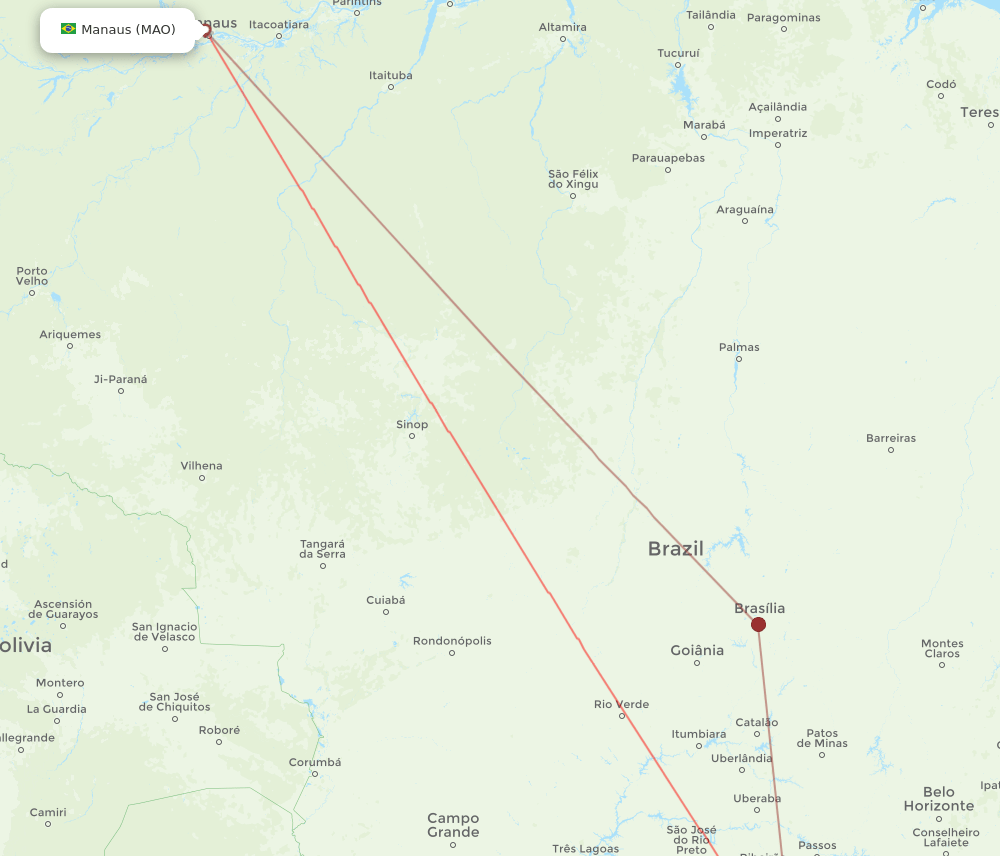 All Flight Routes From Manaus To Campinas Mao To Vcp Flight Routes