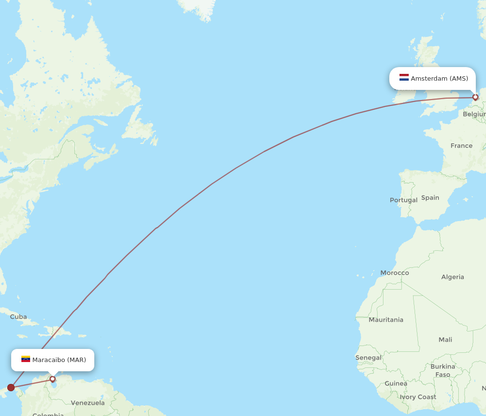 Flights From Amsterdam To Maracaibo AMS To MAR Flight Routes