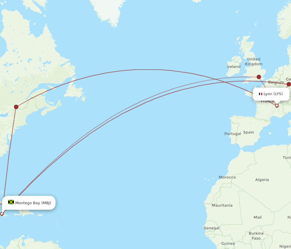 Flights From Montego Bay To Lyon Mbj To Lys Flight Routes