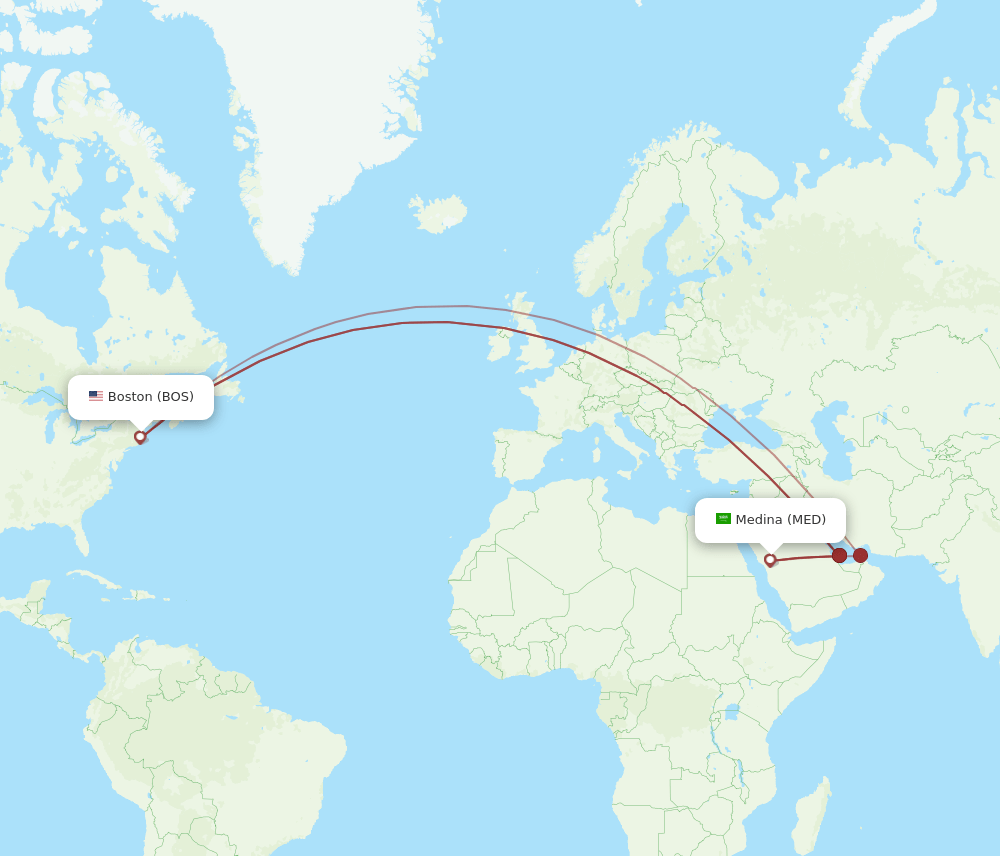 Flights From Madinah To Boston MED To BOS Flight Routes